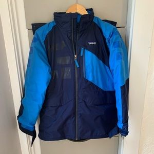 Patagonia Kids Navy and Bright Blue Colorblock Jacket